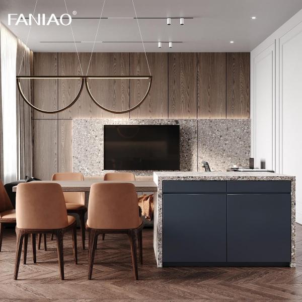 Quality Modern European Modular Unit Melamine Complete Set Kitchen Cabinets With Island for sale