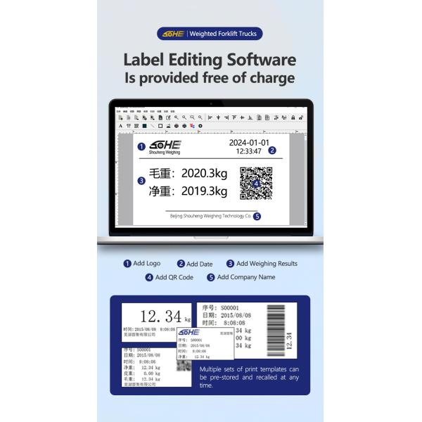 Yellow Lipoly Width Fork Heating SOHE SCS Printing Weighing Forklift for High Label Scales