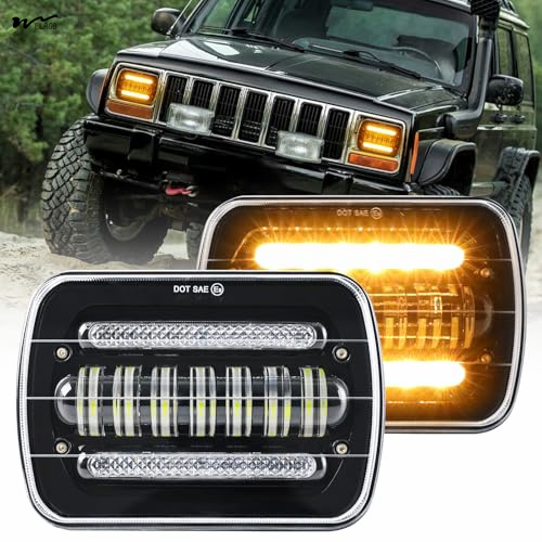 100W 9880LM DOT Amber/White DRL Turn Signal Rectangular Headlamp Special Feature High Beam