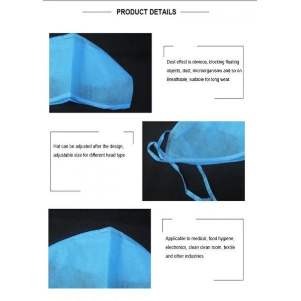 Spunbond Fabric Disposable Bouffant Scrub Caps 61x14 Cm High Tensile Strength