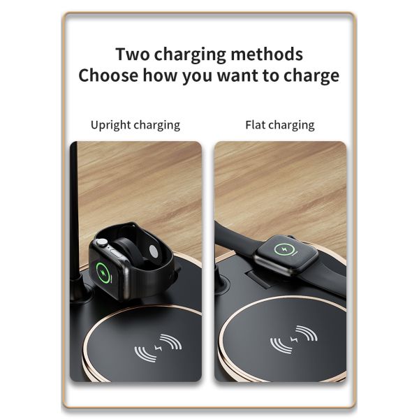Triple in one high-speed charging, Endless dimming night light,Multi functional wireless charger, bedside table top