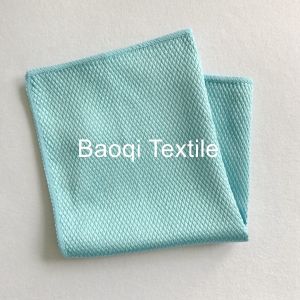 China Blue color size 16”microfiber glasses towel polyester diamond cleaning towels microfiber dish towels for kitchen on sale