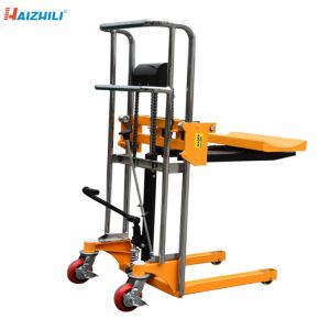 Mini Manual Forklift Stacker With Platform 1.5 Meter Light Vehicle Structure