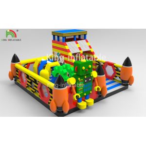 Children Inflatable Jumping Castle Robot Model With Slide 2 Year Warranty