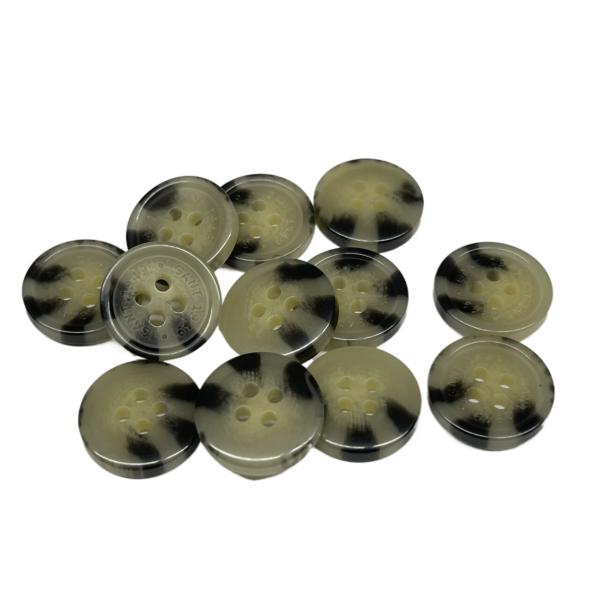 26L Engraved Logo Fake Horn Button With Rim 4 Hole Brown Color