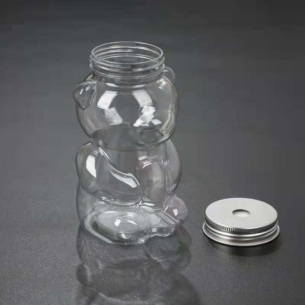 Shipping Cost Pet Base Material Creative Bear Shape Plastic Bubble Bottle with Aluminum Caps