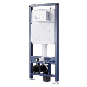 Flush Button inclosed toilet cistern - White Tank With Blue Frame
