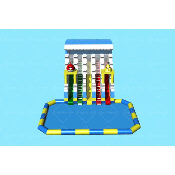 Outdoor Custom Fire Ice Color Inflatable Water Slide With Swimming Pool