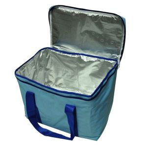 Reusable polyester cooler bag for frozen seafood