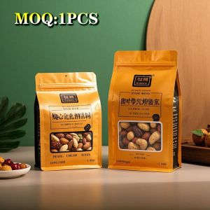 Colorful Eight Side Seal Aluminum Foil Square Bottom Bags For Snack Tea Candy