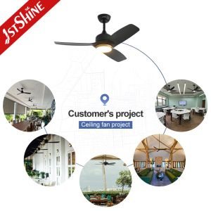 42-Inch Modern Matte Black DC Ceiling Fan With LED Light For Bedroom