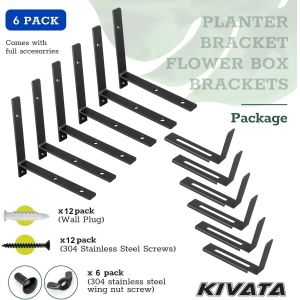 Adjustable Size Window Flower Box Brackets 6 to 12 Inches for Planter Box