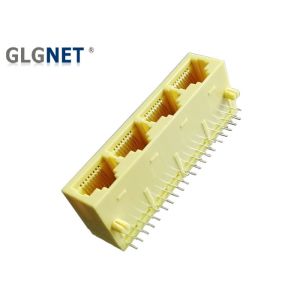 Plastic Ganged RJ45 Modular Jack 4 Ports 90° Orientation No Shielding Shell