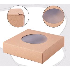 Food Packaging Boxes with Custom Round Window Front and Recycled Material Made