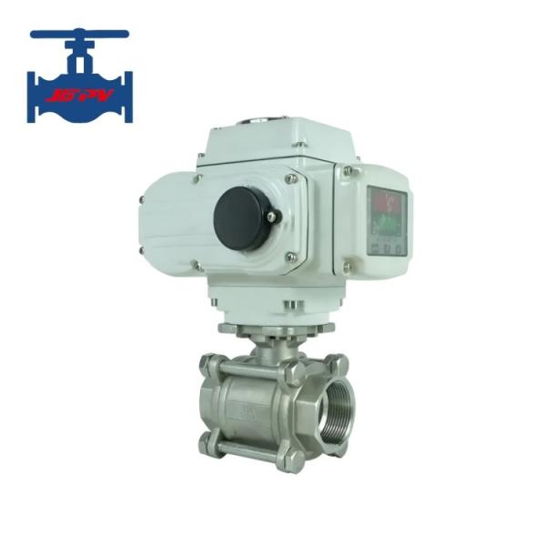 Quality 3PC Type Electric Ball Valve with Internal Threads Two Way Flow and Manual Actuation for sale
