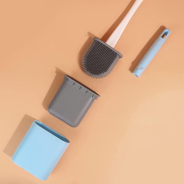 TPR Silicone Toilet Brush Set With Holder Wall Mounting Bathroom Use