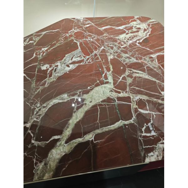 Rosso Levanto Marble Coffee Table - Luxury Crimson Art Centerpiece for Living Room