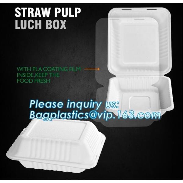 Quality straw pulp lunch box,eco-friendly PLA tableware,dinnerware set,healthy tableware,containers packaging bagasse clamshell for sale