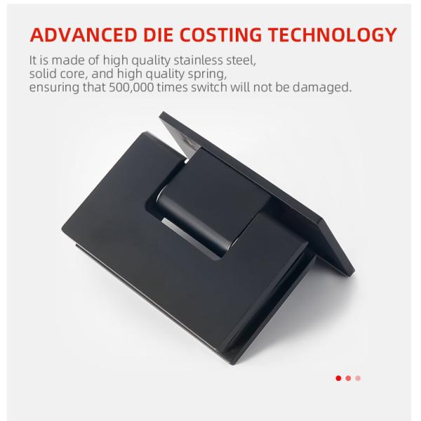 304 Stainless Steel Matt Black 90 Degree Shower Door Hinge for Square Appearance Style