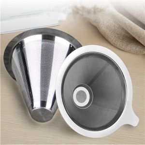 Reusable Coffee Filter Stainless Steel Holder Metal Mesh Funnel Baskets Coffee