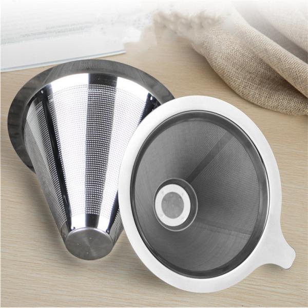 Reusable Coffee Filter Stainless Steel Holder Metal Mesh Funnel Baskets Coffee