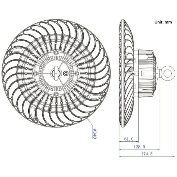 150W High Power Led UFO High Bay Light 180lm/w 2700-6500K Anti Glare