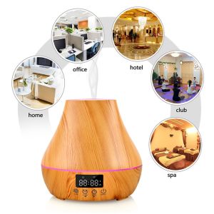 Super Quiet BPA Free Wood Look Diffuser With Alarm Clock