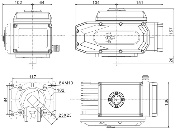 IP68 Aluminum Alloy Motorised Actuator Modulating Type