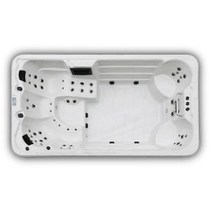 4 Meters Acrylic White Endless Swimming Spa Pool Combo Hot Tub With 6 Seats