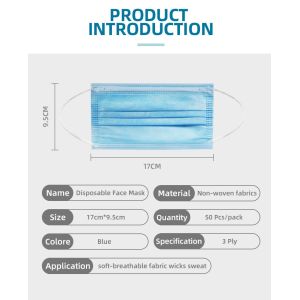 Medical Grade Face Mask Blue Disposable Earloop Mouse Mask Highly Breathable