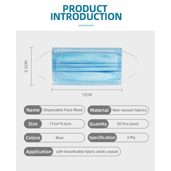 Medical Grade Face Mask Blue Disposable Earloop Mouse Mask Highly Breathable