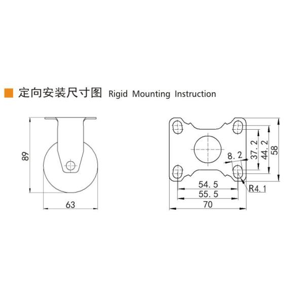 EDL Light Duty 2.5inch 80kg Aluminum Plate Caster by Rigid, Swivel and Brake type