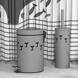 Home Stainless Steel Trash Can with Foot Pedal and Rolling Cover 3L/5L/8L/12L