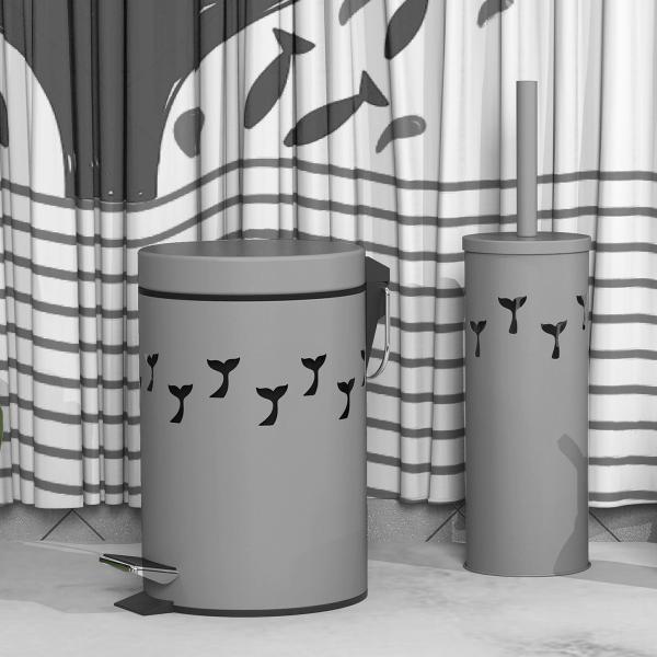 Home Stainless Steel Trash Can with Foot Pedal and Rolling Cover 3L/5L/8L/12L