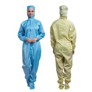 Anti-Static ESD Cleanroom Coverall with Adjustable Waist and Zipper Fasten for
