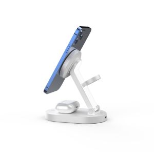 Portable 3 In 1 15W Magnet Wireless Charger Stand Horizontal Charging