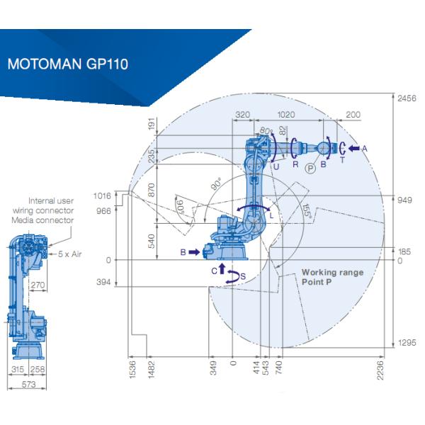YASKAWA GP110 Pick And Place Machine 110kg Payload 2236mm Arm Industrial Robot