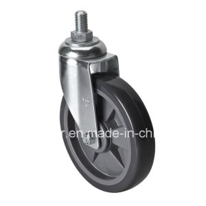 Medium Duty 6 Zinc Plated Threaded Swivel PU Caster Z5736-77 with Customized Request