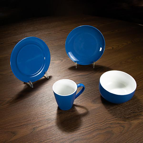 Tabletop Blue 4pcs Colored Porcelain China Dinnerware Dishwasher Safe