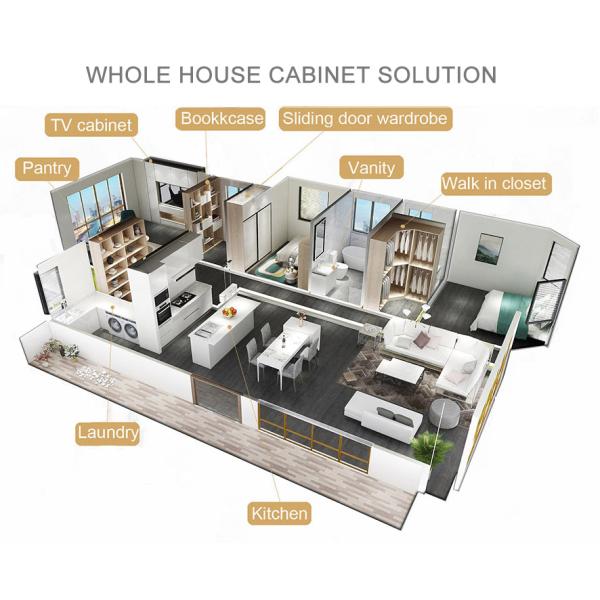 Designer Solid Wood Melamine LED Sensor Light Cabinet Prefab Modular Kitchen Cabinets