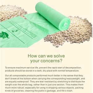 Starch Compostable Disposable Biodegradable Plastic Custom Printed Flat Garbage