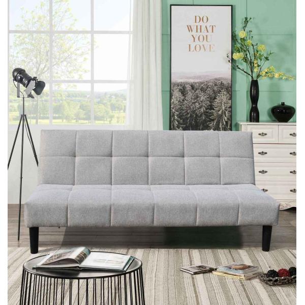 Grey Foldable Sofa Bed, Small Lounger Sofa Loveseat with Armrests for Compact
