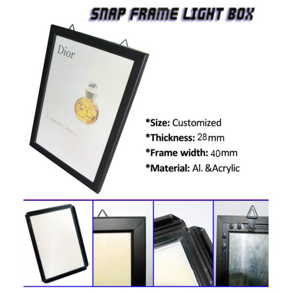Thin Snap Frame Led Light Box Display With Photo Frame For Sign , Customized Shape