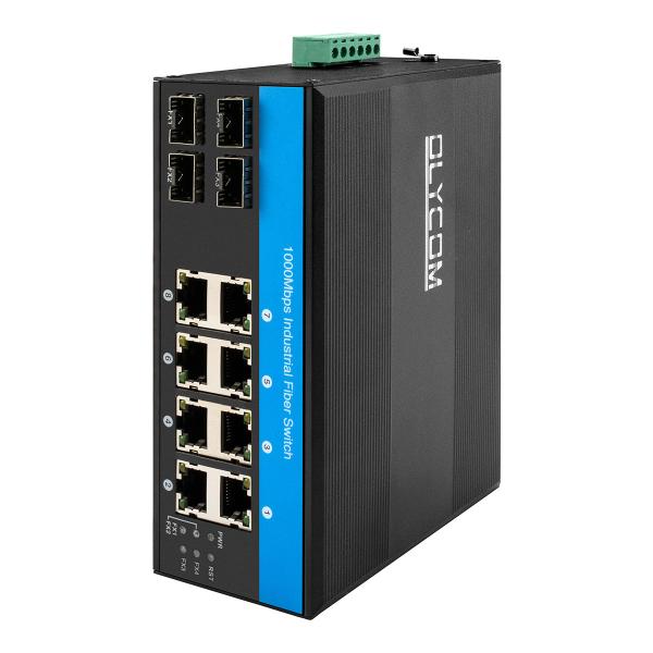 Quality Waterproof 8 Port Network Switch Gigabit Rugged Ethernet Switch With 4 Fiber Ports for sale