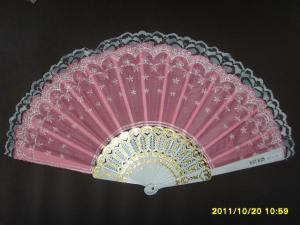 Wholesale 23cm lace hand fan with plastic ribs and lace fabric, can print logo or design on fabric from china suppliers
