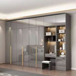 Modern Style Villa Bedroom Wooden Dressing Table with 8 Sliding Doors and Mirror