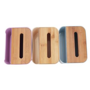 Direct Napkin Holder Table Organizer with Cubicle Plastic Tissue Box and Bamboo