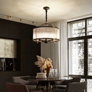 2700k To 6500k Clear Glass Drum Chandelier