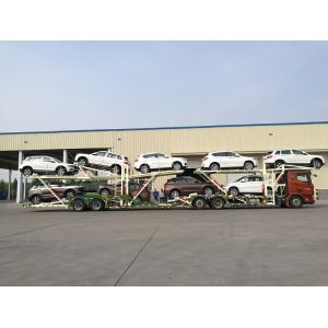Manual Operating Car Carrier Trailer With Hydraulic Lifting Double - Deck