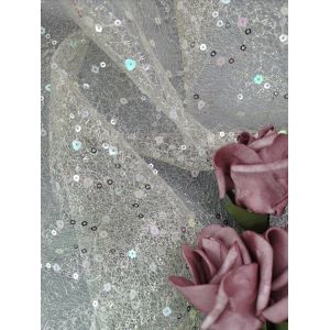 China Gold Bridal Mesh Sequin Embroidered Fabric Sequin Lace Fabric on sale